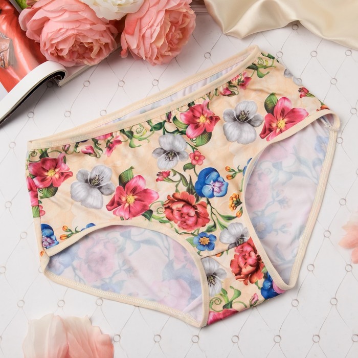 Трусы женские слипы Collorista (цветы), размер 54-56, цвет экрю