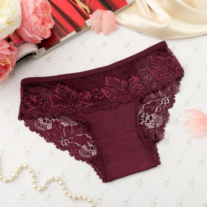 Трусы кружевные женские слипы Collorista, 6728, цвет бордо, р-р 40-42 (XL)