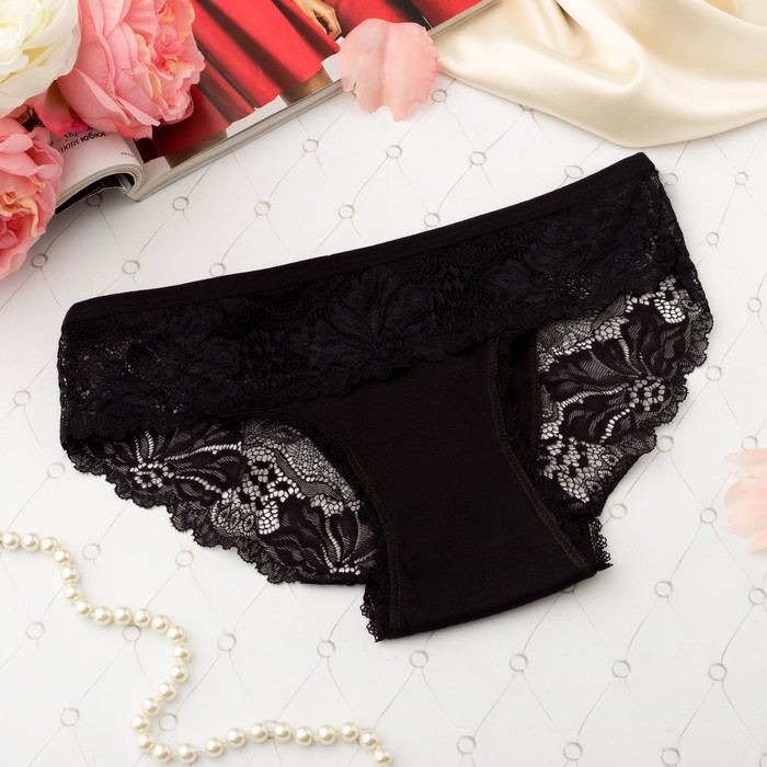Трусы кружевные женские слипы Collorista, 6728, цвет чёрный, р-р 40-42 (XL)