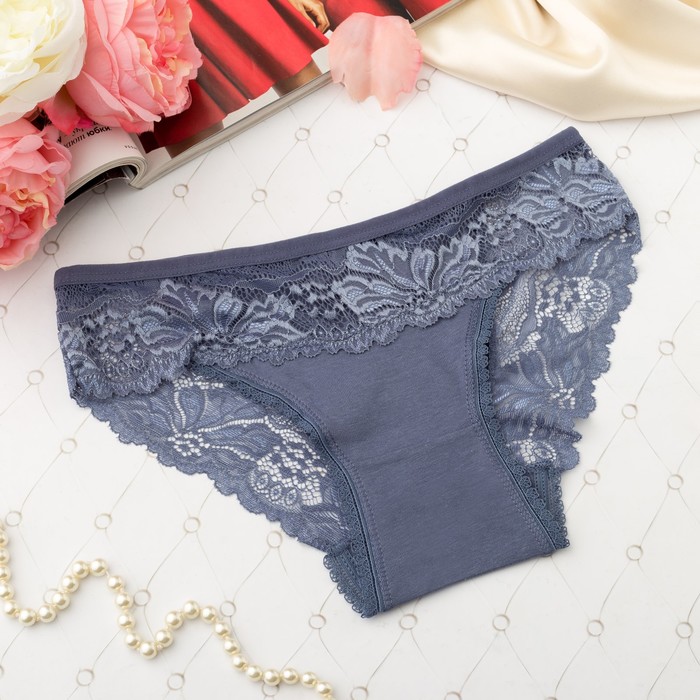 Трусы кружевные женские слипы Collorista, 6728, цвет серый, р-р 40-42 (XL)