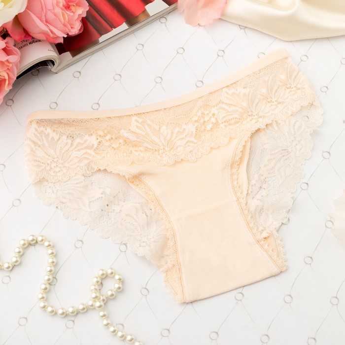 Трусы кружевные женские слипы Collorista, 6728, цвет экрю, р-р 44-46 (XXXL)