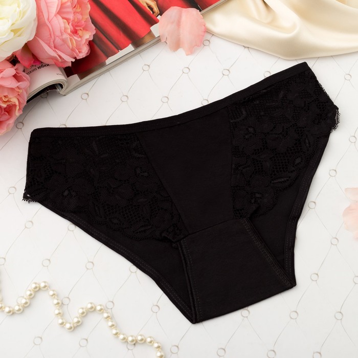 Трусы кружевные женские слипы Collorista, 6961, цвет чёрный, р-р 42-44 (XXL)