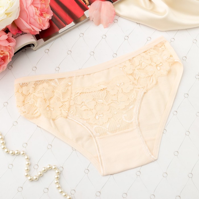 Трусы кружевные женские слипы Collorista 6961, р-р 42-44 (XXL), кружево микс, цвет экрю