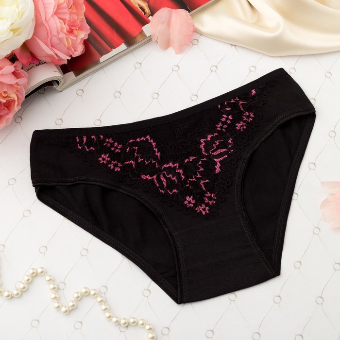 Трусы кружевные женские слипы Collorista 6926, цвет чёрный, р-р 40-42 (XL)