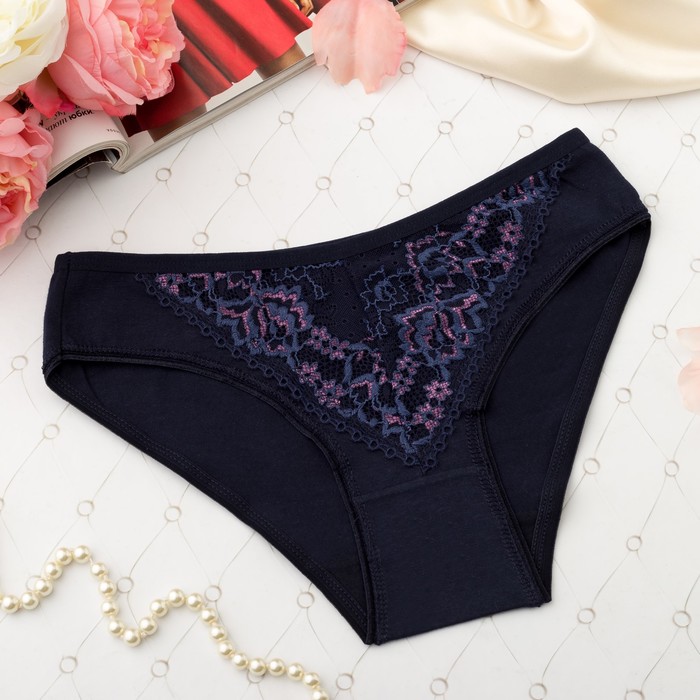 Трусы кружевные женские слипы Collorista 6926, цвет тёмно-синий, р-р 40-42 (XL)