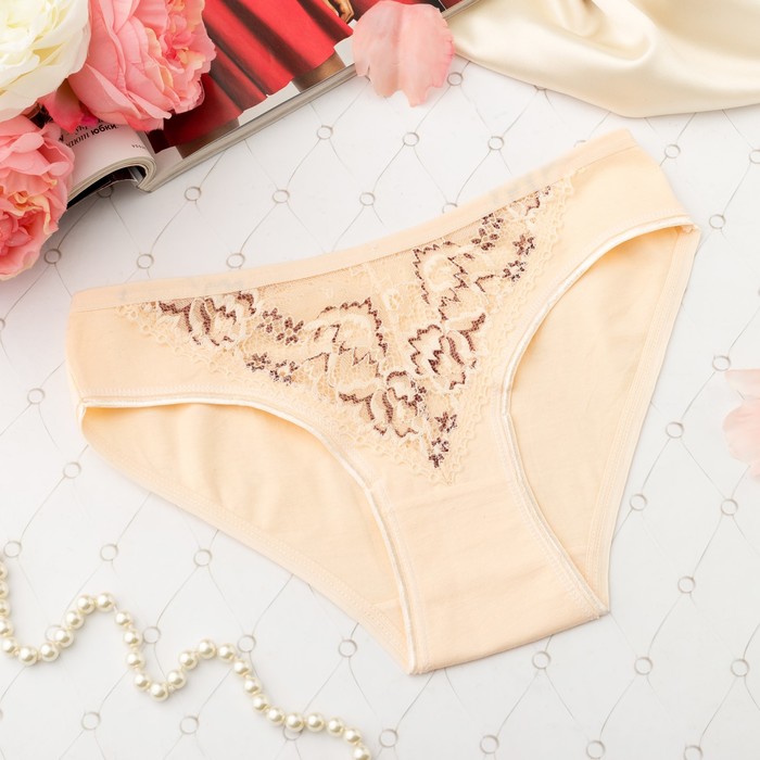 Трусы кружевные женские слипы Collorista 6926, цвет бежевый, р-р 40-42 (XL)