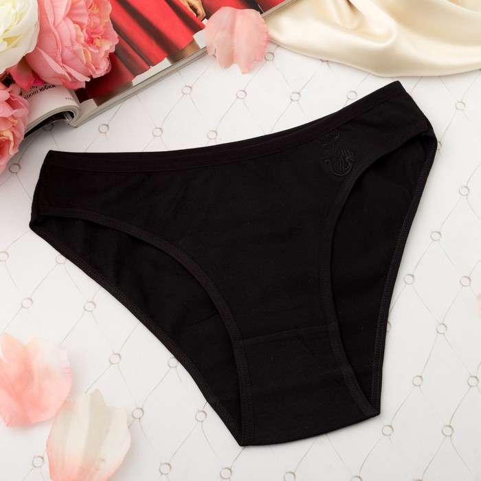 Трусы женские слипы, вышивка кошка, Collorista 3001, цвет чёрный, р-р 44-46