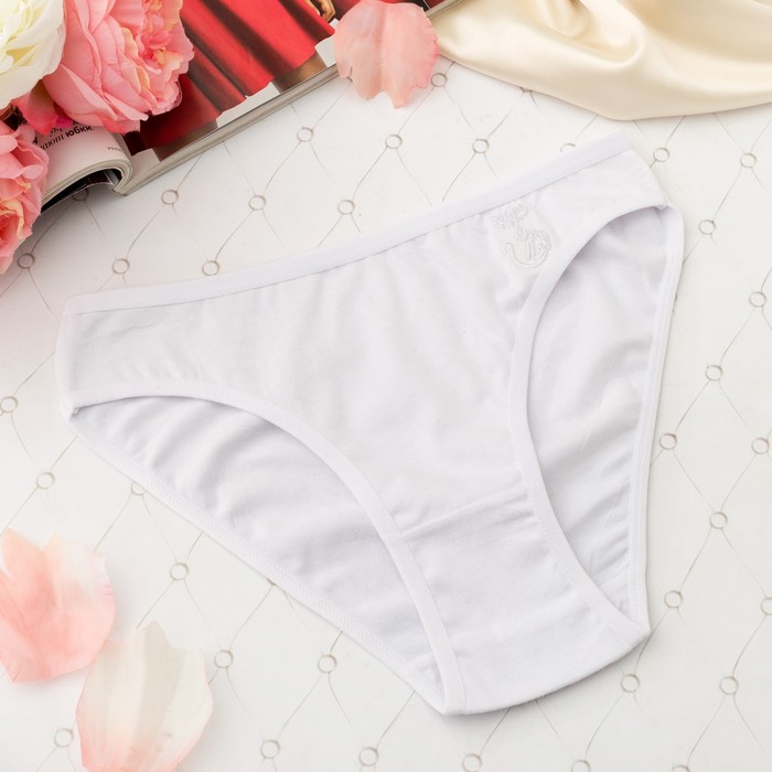 Трусы женские слипы, вышивка кошка, Collorista 3001, цвет белый, р-р 42-44