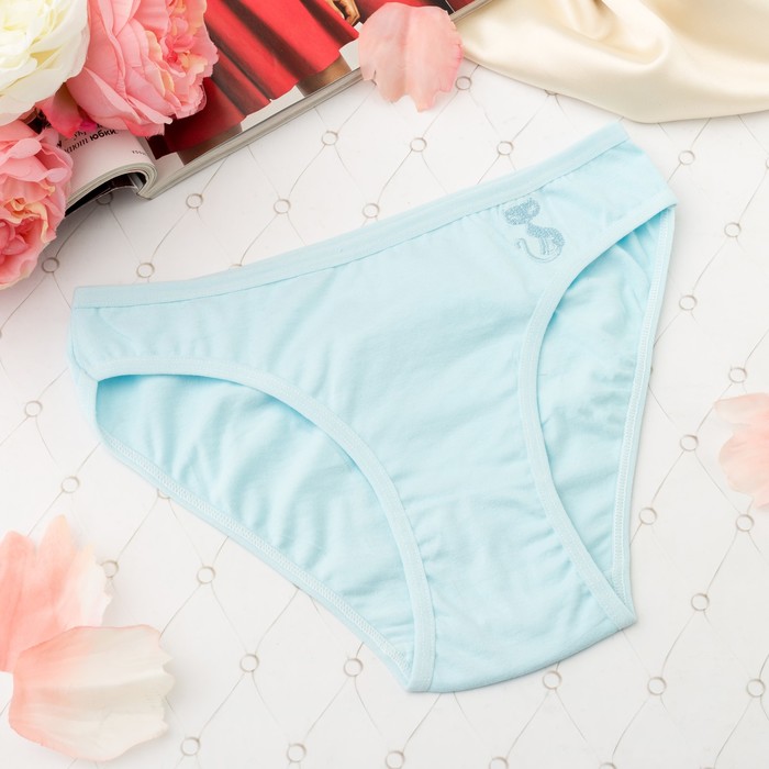 Трусы женские слипы, вышивка кошка, Collorista 3001, цвет голубой, р-р 44-46
