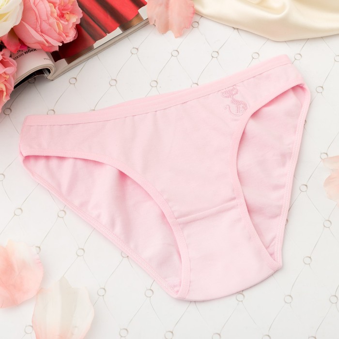 Трусы женские слипы, вышивка кошка, Collorista 3001, цвет розовый, р-р 42-44