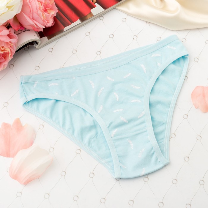 Трусы женские слипы, перья, Collorista 3055, цвет голубой, р-р 42-44