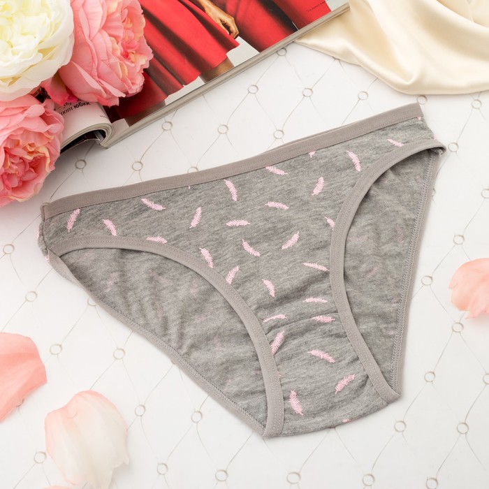 Трусы женские слипы, перья, Collorista 3055, цвет серый, р-р 40-42