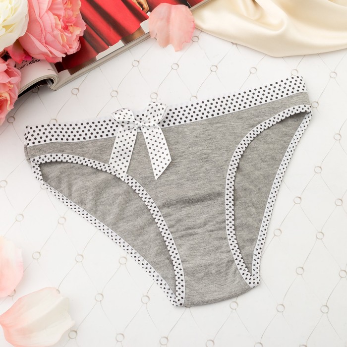 Трусы женские слипы, бантик горошек, Collorista 3059, цвет серый, р-р 44-46