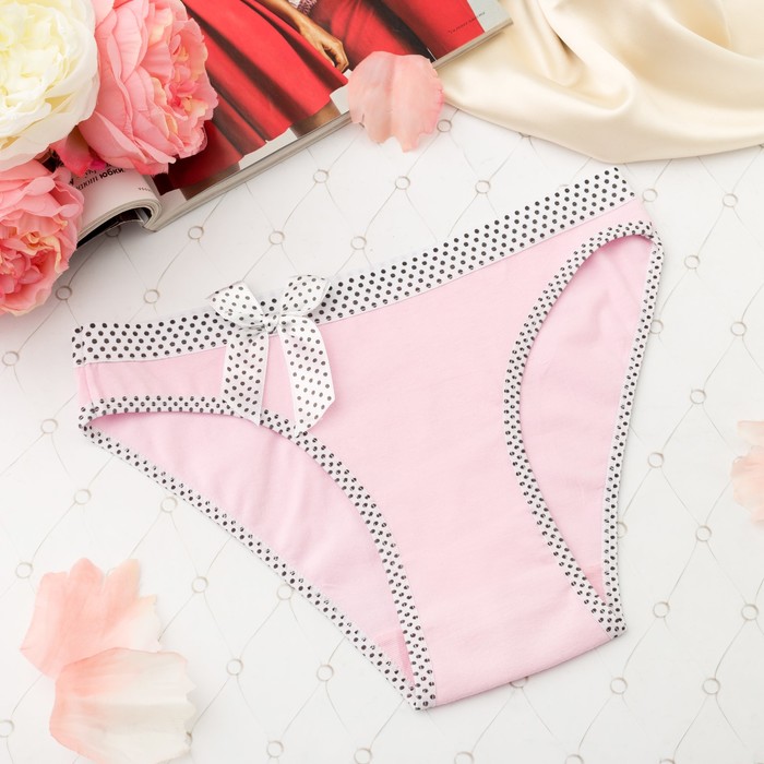 Трусы женские слипы, бантик горошек, Collorista 3059, цвет розовый, р-р 42-44