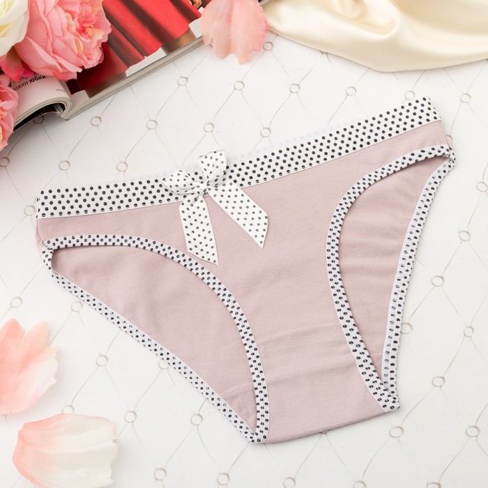 Трусы женские слипы, бантик горошек, Collorista 3059, цвет пудровый, р-р 42-44
