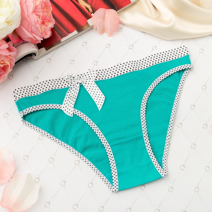 Трусы женские слипы, бантик горошек, Collorista 3059, цвет бирюзовый, р-р 42-44