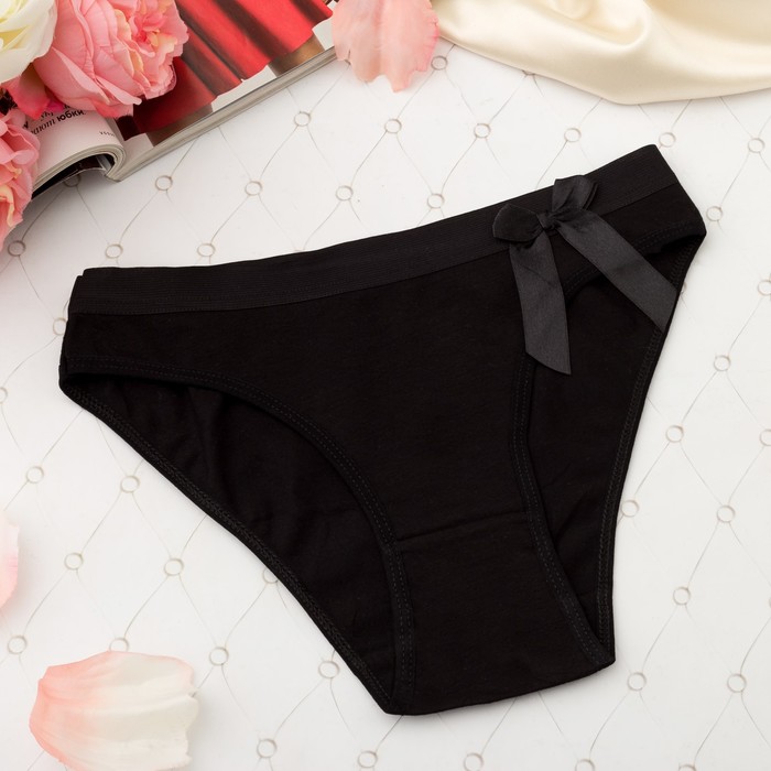 Трусы женские слипы, бантик, Collorista 3063, цвет чёрный, р-р 42-44