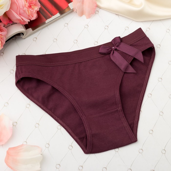 Трусы женские слипы, бантик, Collorista 3063, цвет бордо, р-р 40-42