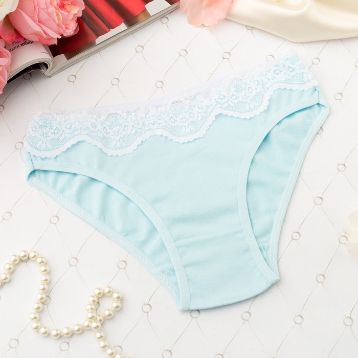 Трусы женские слипы, контрастное кружево, Collorista 3062, цвет голубой, р-р 44-46