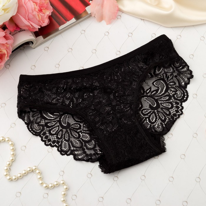 Трусы кружевные женские слипы Collorista  6726, цвет чёрный, р-р 44-46 (XXXL)