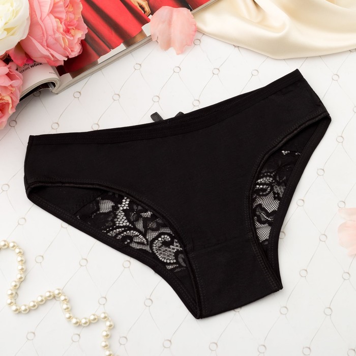Трусы кружевные женские слипы Collorista 6958, цвет чёрный, р-р 40-42 (XL)