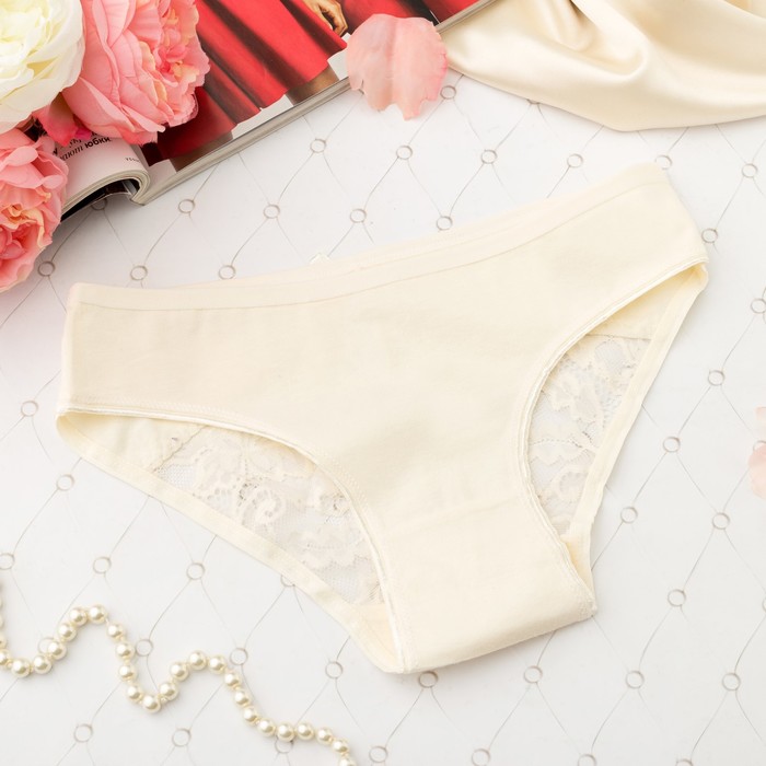Трусы кружевные женские слипы Collorista 6958, цвет экрю, р-р 40-42 (XL)