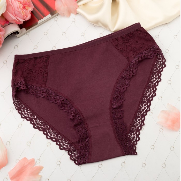 Трусы женские слипы Collorista (кружевные вставки), размер 50-52, цвет бордовый