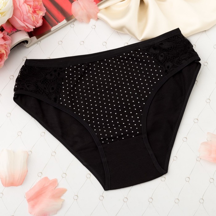 Трусы женские слипы Collorista (кружево, горошек), размер 48-50, цвет чёрный