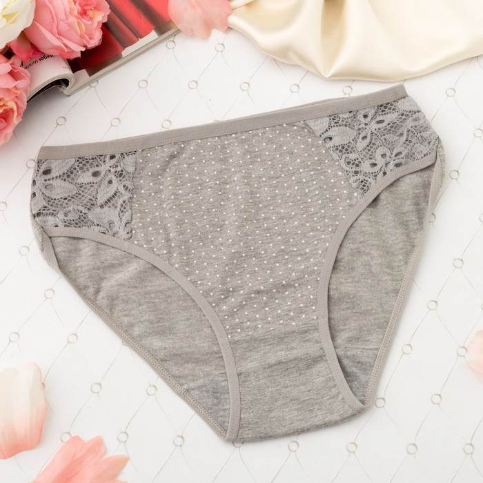 Трусы женские слипы Collorista (кружево, горошек), размер 50-52, цвет серый