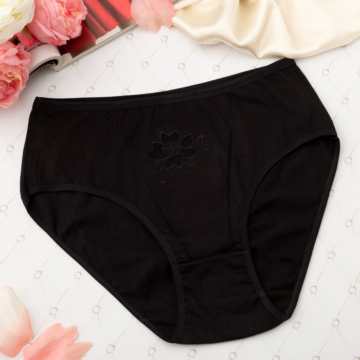 Трусы женские слипы Collorista (вышивка цветочек), размер 54-56, цвет чёрный