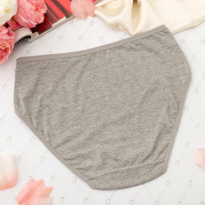 Трусы женские слипы Collorista (вышивка цветочек), размер 52-54, цвет серый