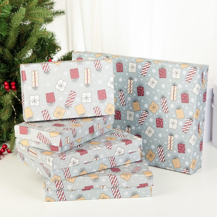 Набор коробок 5в1 &quot;НГ 22&quot;, 35 х 25 х 6 см, 23 х 16 х 5 см - 2шт, 20 х 12 х 4 см - 2шт.,