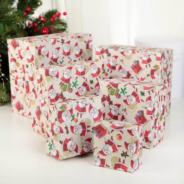 Набор коробок 5в1 "Дед Морозы", 18 х 18 х 10 - 7,5 х 7,5 х 4 см