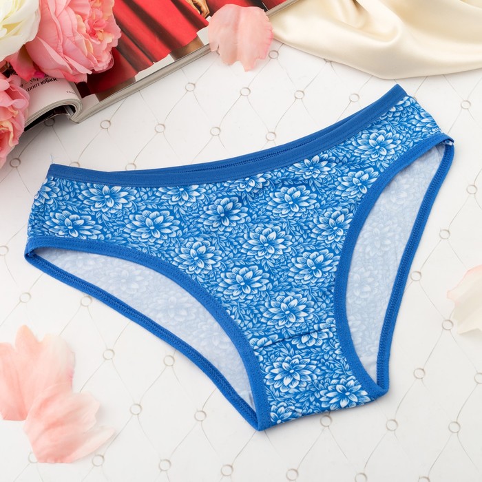 Трусы женские слипы Collorista (мелкие цветы), размер 44-46, цвет голубой