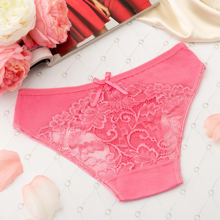 Трусы кружевные женские слипы Collorista 6958, размер 42-44 (XXL), цвет розовый