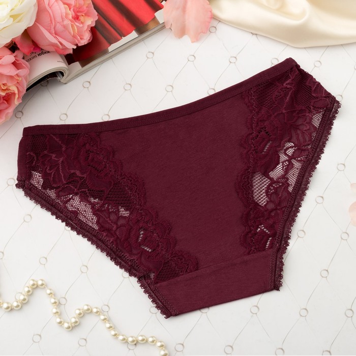 Трусы кружевные женские слипы Collorista 6912, размер 40-42 (XL), цвет бордо