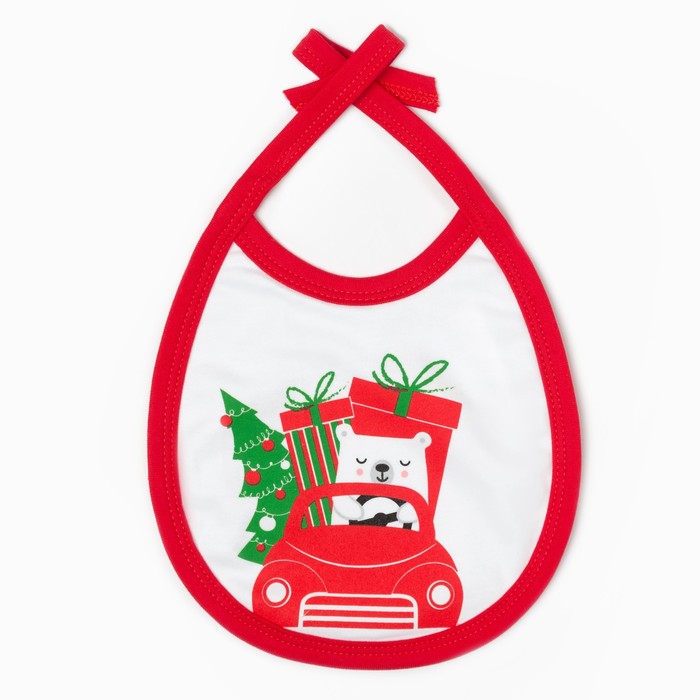 Слюнявчик "Новогодний медвежонок", 100% хл., интерлок