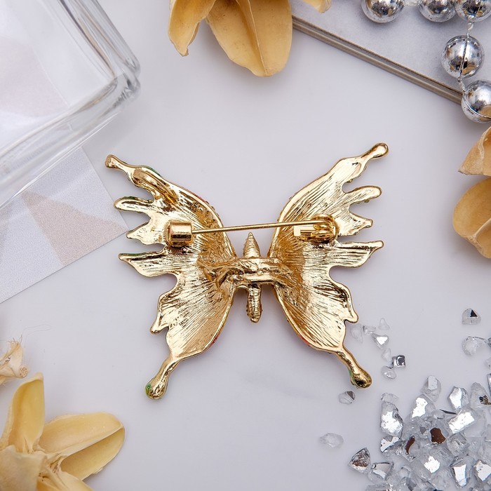 Брошь "Бабочка" монарх, цветная в золоте