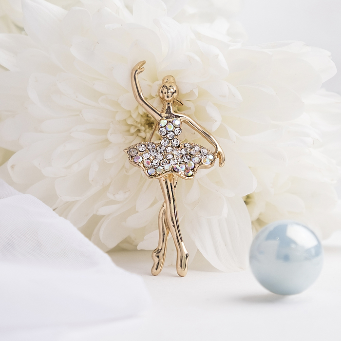 Брошь "Балерина" аронди, цвет радужный в золоте