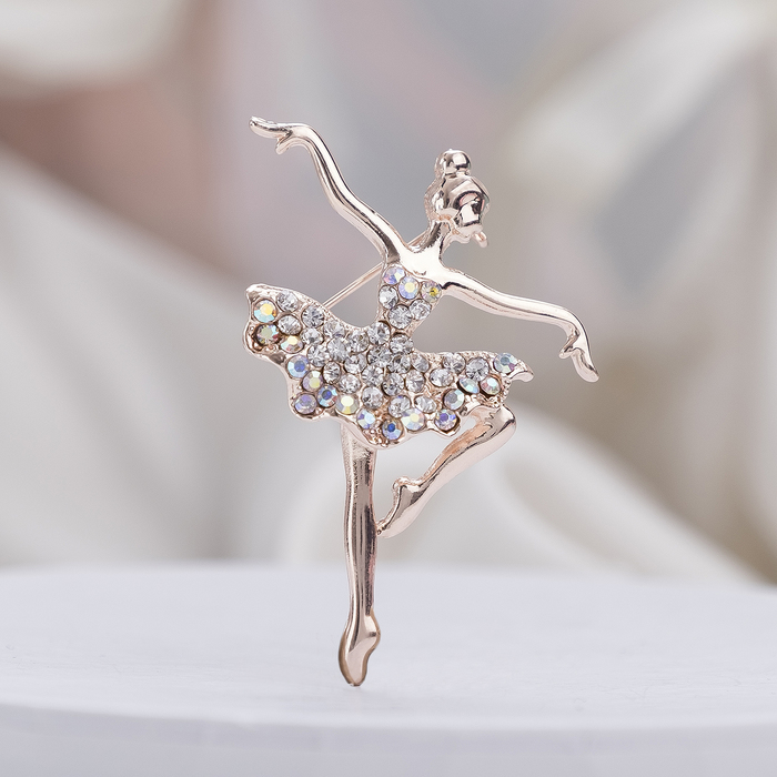 Брошь "Балерина" аллонже, цвет радужный в розовом золоте