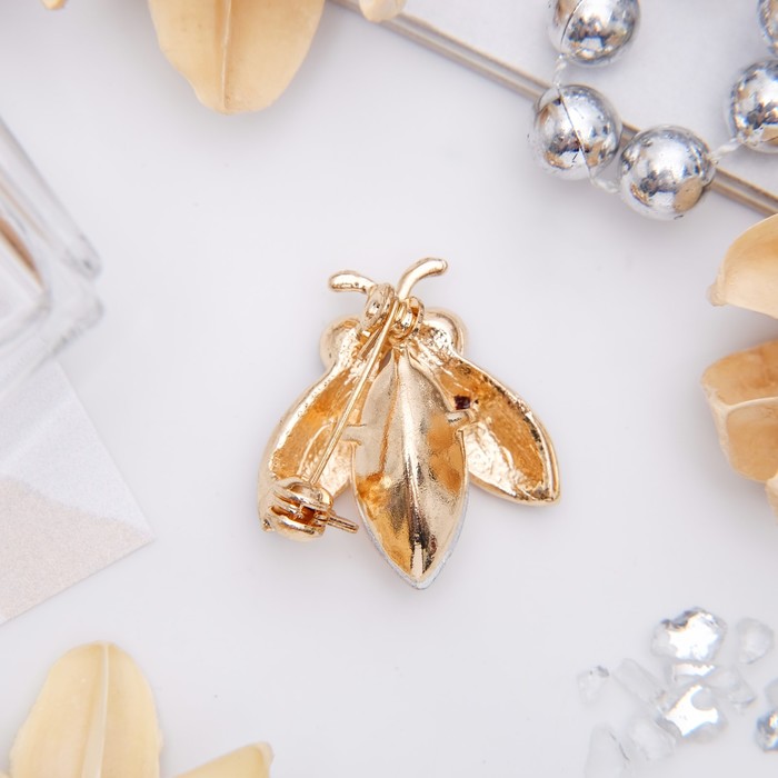 Брошь "Муха" эллипс, цвет коричнево-фиолетовый в золоте