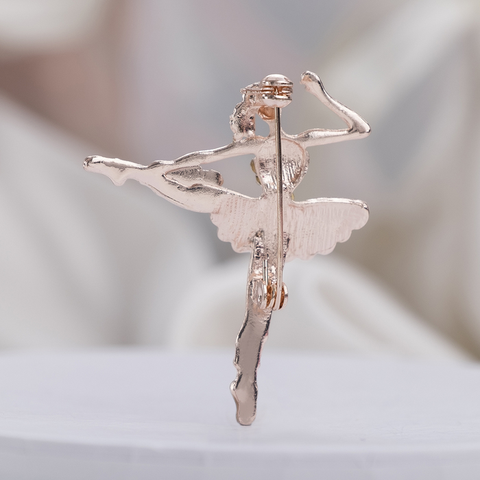 Брошь "Балерина" с прической, цвет радужный в розовом золоте