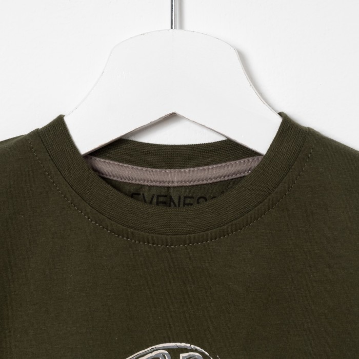 Футболка для мальчика, цвет хаки, рост 110-116 см (32)