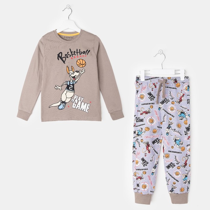 Пижама для мальчика, цвет коричневый, рост 146-152 см (42)