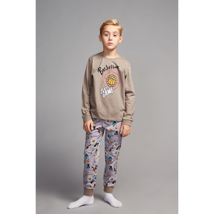 Пижама для мальчика, цвет коричневый, рост 146-152 см (42)