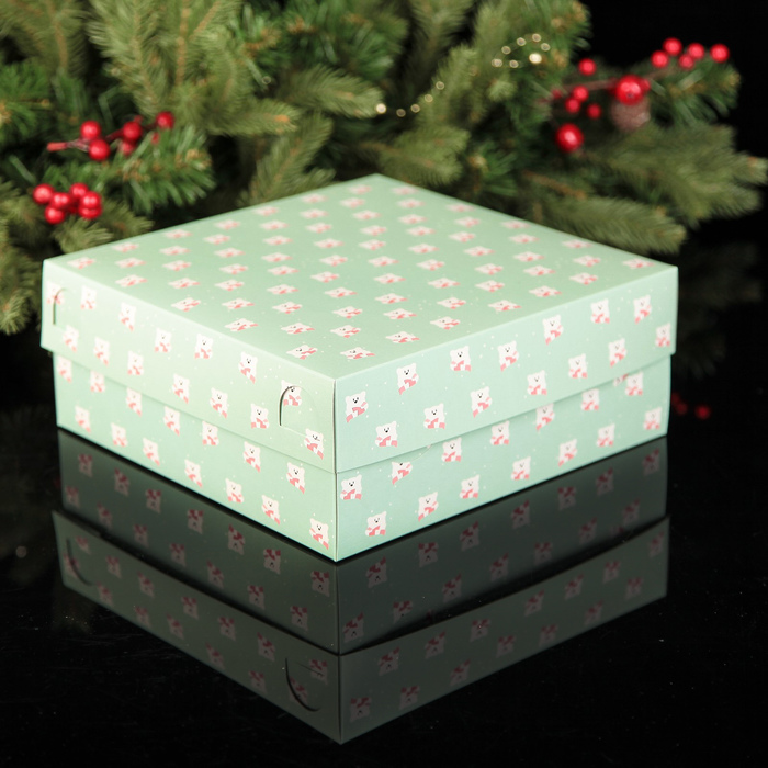 Коробка картонная на 9 капкейков "Медвежата", 25 х 25 х 10 см