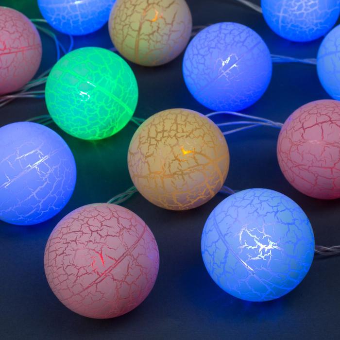 НИТЬ, 4м. с насад. “Шарики цветные”, Н.С. LED-20-220V, 8 режимов, МУЛЬТИ