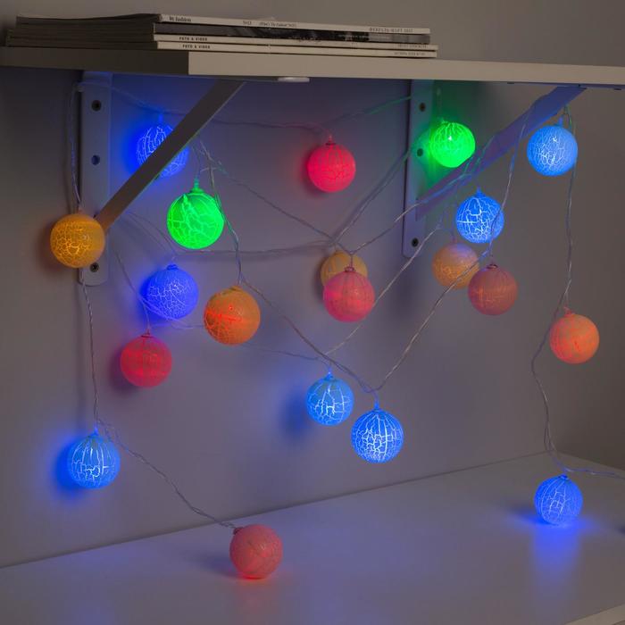 НИТЬ, 4м. с насад. “Шарики цветные”, Н.С. LED-20-220V, 8 режимов, МУЛЬТИ