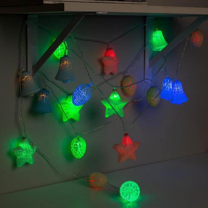 НИТЬ, 4м. с насад. “Новый Год 6”, Н.С. LED-20-220V, 8 режимов, МУЛЬТИ