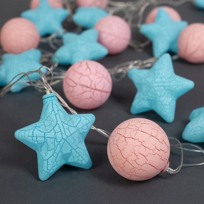 НИТЬ, 4м. с насад. “Звезда и шарик 2”, Н.С. LED-20-220V, 8 режимов, МУЛЬТИ